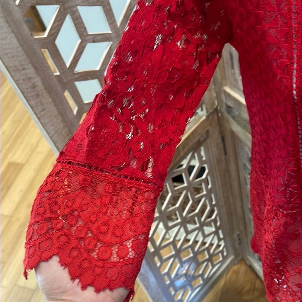 Lucky Brand Lace Mix 3/4 Length Sleeve size XS Top - Picture 11 of 16
